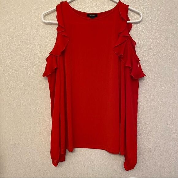 Halogen Nordstrom HA372331 MI RED PEPPER Cold shoulder long sleeve blouse top S - Picture 2 of 11